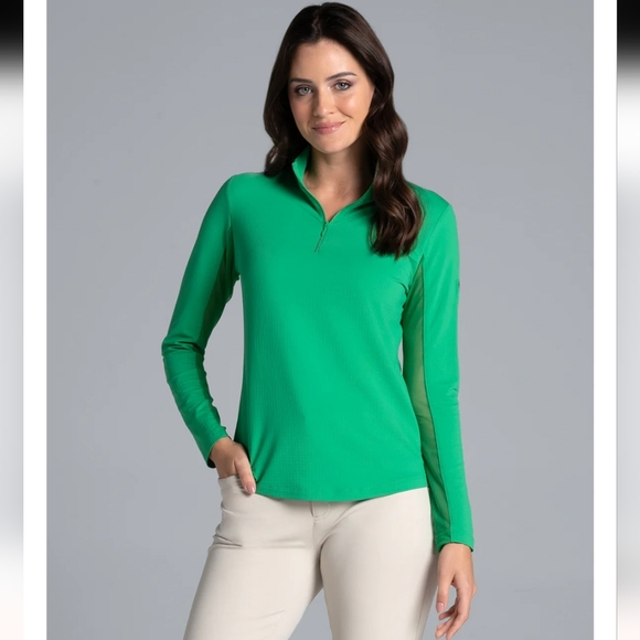 IBKUL Lucky Charm Print Long Sleeve Mock Neck Top Greenh - Picture 12 of 12